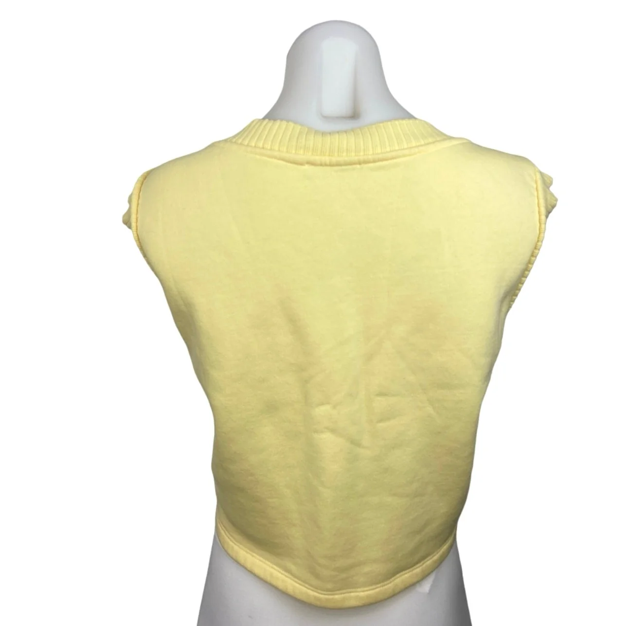 Zara Yellow Pastel V Neck Ribbed Trim Cropped Sweater Vest Tank Top Size S - Image 2