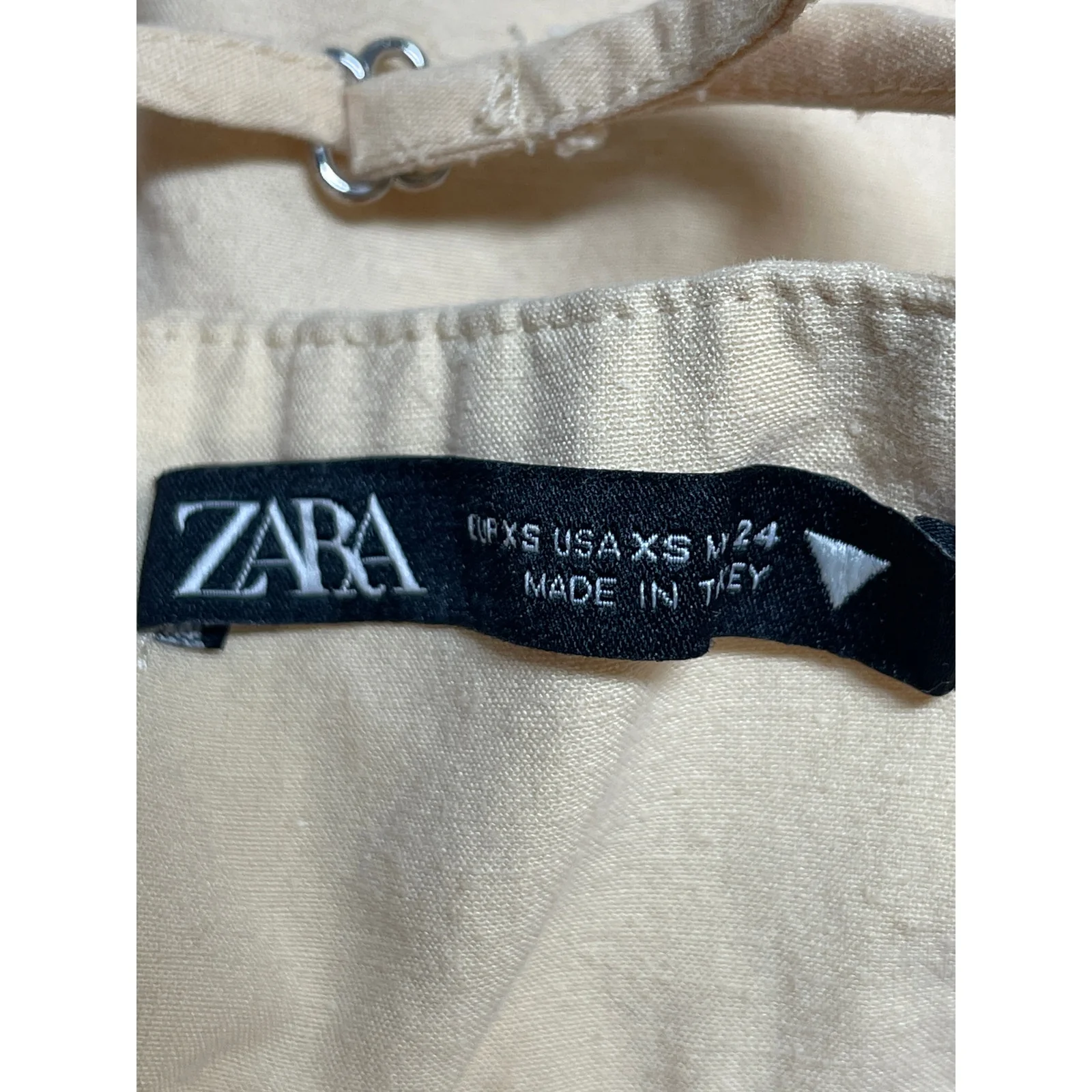 ZARA Yellow Pleated Cut Out Crossback Sleeveless Mini Cami Tank A-line Dress XS - Image 3