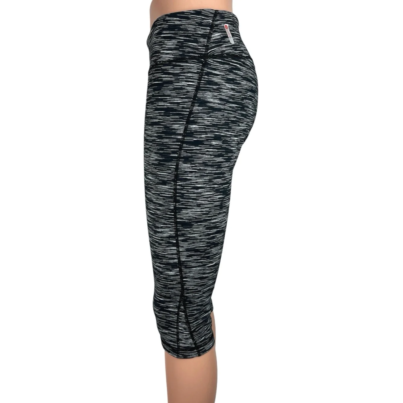 Zella Black Space Dye Low Rice Pull On Stretch Workout Capri Leggings Size M - Image 2
