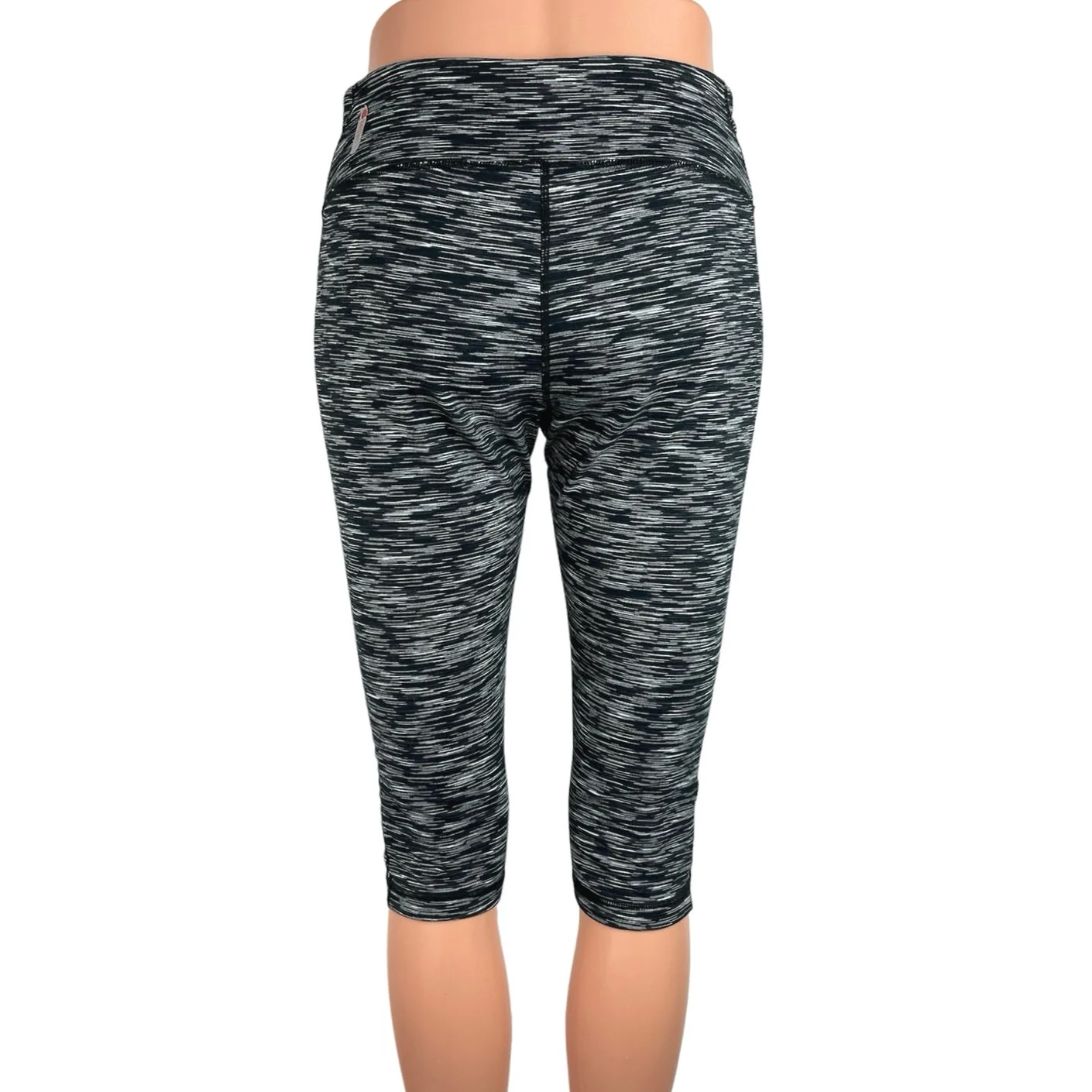Zella Black Space Dye Low Rice Pull On Stretch Workout Capri Leggings Size M - Image 3