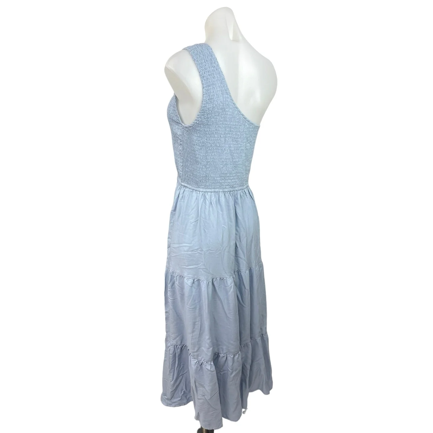 Zesica Women Blue One Shoulder Smocked Ruffle Tiered Fit & Flare Maxi Dress Sz L - Image 2