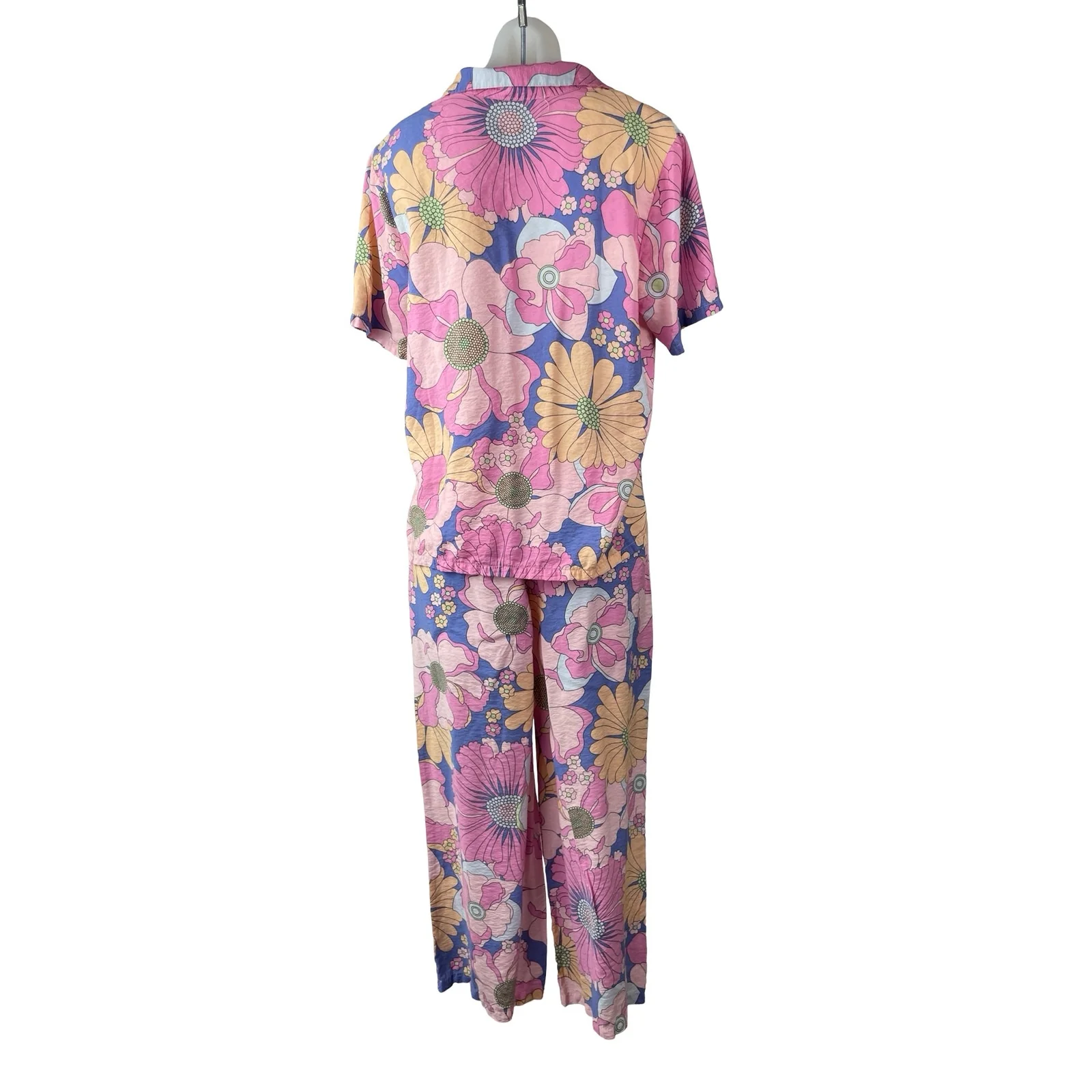 Zudio Women's Multicolor Floral Button Up Shirt Pants Sleepwear Pajama Set M/L - Image 5